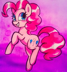 Size: 1892x2046 | Tagged: safe, artist:pukopop, pinkie pie, earth pony, pony, g4, cute, diapinkes, female, mare, marker drawing, smiling, solo, traditional art