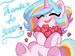 Size: 1600x1200 | Tagged: safe, artist:oofycolorful, oc, oc only, oc:oofy colorful, pony, unicorn, eyes closed, female, happy, heart, milestone, open mouth, solo