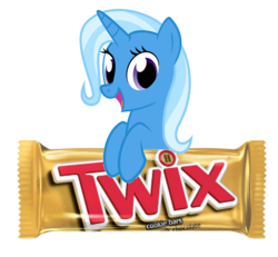 Size: 444x410 | Tagged: safe, edit, trixie, pony, g4, candy, female, food, meme, product placement, simple background, solo, transparent background, twix