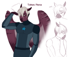 Size: 3300x2550 | Tagged: safe, artist:askbubblelee, oc, oc only, oc:tobias pierce, pegasus, anthro, unguligrade anthro, anthro oc, armor, clothes, grumpy, hair over one eye, high res, male, royal guard, simple background, solo, stallion