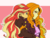 Size: 1600x1200 | Tagged: safe, artist:raika0306, adagio dazzle, sunset shimmer, human, equestria girls, g4, blushing, female, hug, hug from behind, lesbian, ship:sunsagio, shipping