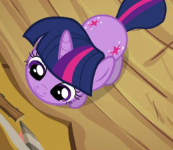 Size: 1250x1080 | Tagged: safe, screencap, twilight sparkle, pony, unicorn, g4, magical mystery cure, adorkable, behaving like a cat, both cutie marks, cropped, cute, dork, female, from above, golden oaks library, mare, overhead view, solo, twiabetes, twilight cat, unicorn twilight