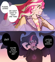Size: 1656x1866 | Tagged: safe, artist:dotoriii, sci-twi, sunset shimmer, twilight sparkle, equestria girls, g4, my little pony equestria girls: friendship games, clothes, female, glasses, jacket, leather jacket