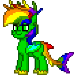 Size: 800x800 | Tagged: safe, artist:bravewind, edit, oc, oc only, oc:bravewind, original species, pony, pony town, antlers, bat wings, donut steel, multicolored hair, original character do not steal, rainbow antlers, rainbow hair, rainbow tail, shark tail, simple background, transparent background, wings