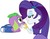 Size: 1498x1182 | Tagged: safe, rarity, spike, dog, equestria girls, g4, backpack, backpack spike, female, heart eyes, male, ship:sparity, shipping, simple background, spike the dog, straight, white background, wingding eyes