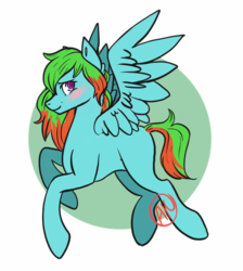 Size: 800x892 | Tagged: safe, artist:aurora rose, oc, oc only, oc:precised note, pegasus, pony, blushing, flying, looking at you, nudity, shy, signature, spread wings, wings