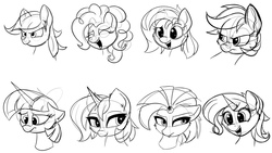 Size: 3840x2160 | Tagged: safe, artist:flufflepimp, pinkie pie, twilight sparkle, pony, g4, female, high res, learning how to draw, mare, simple background, sketch, sketch dump, white background