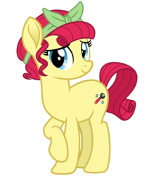 Size: 2800x3200 | Tagged: safe, alternate version, artist:cheezedoodle96, torque wrench, earth pony, pony, g4, my little pony: rainbow roadtrip, .svg available, atorqueable, bandana, cute, female, headcanon, high res, looking at you, mare, missing accessory, raised hoof, shy, simple background, smiling, solo, svg, transparent background, vector