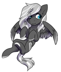 Size: 1007x1189 | Tagged: safe, artist:pomrawr, oc, oc only, pegasus, pony, braid, colored hooves, eye clipping through hair, pegasus oc, simple background, smiling, solo, transparent background, underhoof, wings