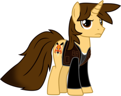 Size: 8751x6958 | Tagged: safe, artist:ejlightning007arts, oc, oc:ej, fox, pony, unicorn, clothes, frown, jacket, looking at you, new design, simple background, solo, transparent background, vector, vest