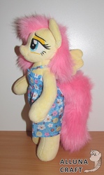 Size: 2073x3485 | Tagged: safe, artist:allunacraft, fluttershy, pony, g4, anthro plushie, bipedal, clothes, dress, high res, irl, photo, plushie, solo