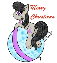 Size: 852x938 | Tagged: safe, artist:dawn-designs-art, octavia melody, earth pony, pony, g4, bauble, christmas, cute, female, hearth's warming, holiday, merry christmas, solo