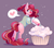 Size: 2833x2513 | Tagged: safe, artist:djkaskan, pony, cooking, cupcake, eyeshadow, food, high res, makeup, smiling