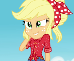 Size: 1296x1080 | Tagged: safe, screencap, applejack, equestria girls, equestria girls specials, g4, my little pony equestria girls: better together, my little pony equestria girls: holidays unwrapped, the cider louse fools, bandana, cropped, cute, female, geode of super strength, jackabetes, magical geodes, solo