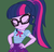 Size: 1114x1080 | Tagged: safe, screencap, sci-twi, twilight sparkle, human, equestria girls, equestria girls specials, g4, my little pony equestria girls: better together, my little pony equestria girls: holidays unwrapped, the cider louse fools, bowtie, clothes, cropped, cute, cutie mark on clothes, eyebrows, eyes closed, female, geode of telekinesis, glasses, hand on hip, jewelry, magical geodes, pendant, polo shirt, ponytail, pose, raised eyebrow, skirt, smiling, solo, twiabetes