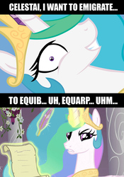 Size: 600x855 | Tagged: source needed, safe, edit, edited screencap, screencap, princess celestia, oc, oc:celestai, pony, fanfic:friendship is optimal, g4, the crystal empire, celestia is not amused, meme, speech impediment, this will end in death, this will end in tears, this will end in tears and/or death, unamused