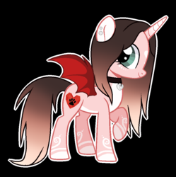 Size: 855x859 | Tagged: safe, artist:cindystarlight, oc, oc only, oc:cindy, alicorn, bat pony, bat pony alicorn, pony, black background, horn, race swap, simple background, solo