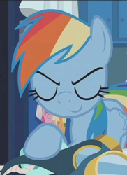 Size: 524x720 | Tagged: safe, edit, edited screencap, screencap, rainbow dash, pony, g4, parental glideance, close-up, cropped, eyes closed, inverted mouth, smiling