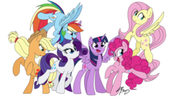 Size: 1762x1000 | Tagged: safe, artist:amberlynndash17, applejack, fluttershy, pinkie pie, rainbow dash, rarity, twilight sparkle, alicorn, earth pony, pegasus, pony, unicorn, g4, cute, female, mane six, mare, open mouth, simple background, smiling, spread wings, starry eyes, transparent background, twilight sparkle (alicorn), wingding eyes, wings