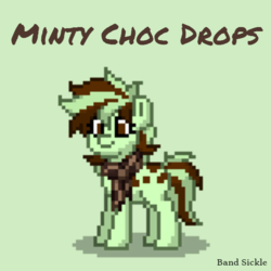 Size: 700x700 | Tagged: safe, artist:bandwidth, oc, oc only, oc:minty choc drops, earth pony, food pony, original species, pony, pony town, blank flank, clothes, cute, female, mare, original character do not steal, ponified, scarf, simple background, spots, stripes
