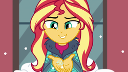 Size: 1920x1080 | Tagged: safe, screencap, sunset shimmer, blizzard or bust, equestria girls, equestria girls specials, g4, my little pony equestria girls: better together, my little pony equestria girls: holidays unwrapped, female, snow, water memory