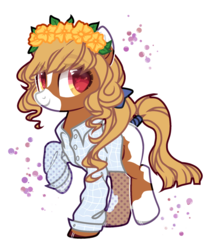 Size: 1792x2136 | Tagged: safe, artist:paintpalet35, oc, earth pony, pony, clothes, female, flower, garland, raised hoof, shirt, simple background, tail wrap, transparent background