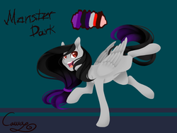 Size: 1600x1200 | Tagged: safe, artist:sugarponypie, oc, oc only, oc:monster dark, pegasus, pony, abstract background, female, mare, open mouth, reference sheet, request, solo