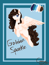 Size: 1200x1600 | Tagged: safe, artist:sugarponypie, oc, oc only, oc:golden sparkle, alicorn, pony, abstract background, alicorn oc, blank flank, female, flying, lidded eyes, looking at you, mare, reference sheet, request, solo