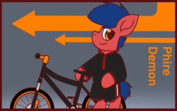 Size: 1920x1200 | Tagged: safe, artist:thebadbadger, oc, oc:phire demon, pony, bicycle
