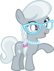 Size: 5000x6557 | Tagged: safe, artist:metatiara, silver spoon, earth pony, pony, family appreciation day, g4, female, filly, glasses, jewelry, necklace, open mouth, raised hoof, simple background, solo, transparent background, vector