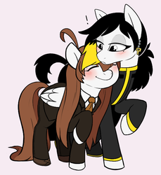 Size: 550x600 | Tagged: safe, artist:solarboyaaron, earth pony, pegasus, pony, crossover, lobotomy corporation, ponified