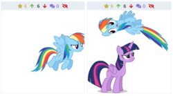 Size: 692x386 | Tagged: safe, rainbow dash, twilight sparkle, alicorn, pegasus, pony, derpibooru, g4, exploitable meme, female, juxtaposition, juxtaposition fail, mare, meme, meta, twilight sparkle (alicorn)