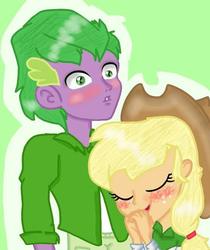 Size: 507x604 | Tagged: safe, applejack, spike, equestria girls, g4, female, male, ship:applespike, shipping, straight
