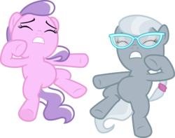 Size: 10623x8387 | Tagged: safe, artist:chezne, edit, editor:slayerbvc, vector edit, diamond tiara, silver spoon, earth pony, pony, g4, one bad apple, absurd resolution, accessory-less edit, duo, female, filly, glasses, missing accessory, simple background, transparent background, vector