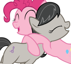 Size: 2270x2030 | Tagged: safe, artist:yagamaru, octavia melody, pinkie pie, earth pony, pony, g4, cute, diapinkes, duo, duo female, eyes closed, female, high res, hug, mare, open mouth, simple background, smiling, tavibetes, transparent background, vector
