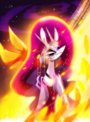 Size: 1307x1767 | Tagged: safe, artist:iheyyasyfox, oc, oc:ember snow, dracony, hybrid, pony, dia de los muertos, female, fire, interspecies offspring, mare, offspring, parent:rarity, parent:spike, parents:sparity, solo