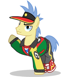 Size: 219x250 | Tagged: safe, artist:sasha-flyer, goldengrape, sir colton vines iii, earth pony, pony, g4, testing testing 1-2-3, animated, animated png, apng for breezies, clothes, looking at you, male, simple background, solo, stallion, transparent background, vector