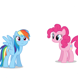 Size: 250x250 | Tagged: safe, artist:sasha-flyer, pinkie pie, rainbow dash, earth pony, pegasus, pony, derpibooru, g4, testing testing 1-2-3, animated, animated png, apng for breezies, duo, female, forced juxtaposition, juxtaposition, juxtaposition win, meme, meta, multi image animation, simple background, transparent background, vector