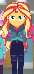 Size: 467x1008 | Tagged: safe, screencap, fluttershy, pinkie pie, sunset shimmer, equestria girls, equestria girls specials, g4, my little pony equestria girls: better together, my little pony equestria girls: holidays unwrapped, clothes, cropped, female, solo focus
