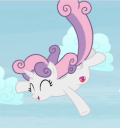 Size: 482x513 | Tagged: safe, screencap, sweetie belle, pony, unicorn, g4, growing up is hard to do, being big is all it takes, cropped, cute, diasweetes, eyes closed, female, flying, happy, mare, older, older sweetie belle, open mouth, smiling, solo