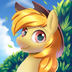 Size: 4000x4000 | Tagged: safe, artist:ask-colorsound, oc, oc only, oc:beamshot, earth pony, pony, absurd resolution, cowboy hat, hat, icon, male, solo, stallion, tree