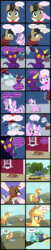 Size: 2500x12308 | Tagged: safe, artist:magerblutooth, applejack, diamond tiara, filthy rich, silver spoon, winona, oc, oc:aunt spoiled, oc:dazzle, oc:handy dandy, oc:il, oc:imperius, oc:peal, cat, dog, earth pony, imp, pony, comic:diamond and dazzle, g4, apple, apple tree, clothes, comic, female, filly, foal, food, male, mare, stallion, sweet apple acres, tree, watering can