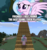 Size: 500x529 | Tagged: safe, edit, edited screencap, screencap, silverstream, cow, hippogriff, g4, caption, cute, diastreamies, image macro, imgflip, meme, minecraft, stairs, text, that hippogriff sure does love stairs
