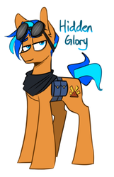 Size: 460x714 | Tagged: safe, artist:redxbacon, oc, oc only, oc:hidden glory, earth pony, pony, clothes, goggles, reference, scarf, solo