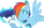 Size: 1024x654 | Tagged: safe, artist:missxxfofa123, rainbow dash, oc, oc:sonic blast (ice1517), pegasus, pony, icey-verse, g4, eyes closed, family, female, filly, flying, hug, like mother like daughter, like parent like child, mare, markings, mother and daughter, offspring, parent:rainbow dash, parent:soarin', parents:soarindash, raised hoof, simple background, white background, young, younger