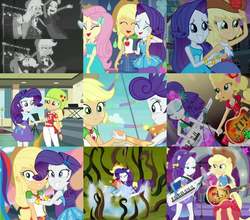 Size: 960x845 | Tagged: safe, artist:samyvillaly, edit, edited screencap, screencap, applejack, fluttershy, rainbow dash, rarity, equestria girls, equestria girls series, friendship games, g4, legend of everfree, my little pony equestria girls, rarity investigates: the case of the bedazzled boot, rollercoaster of friendship, collage, female, geode of fauna, geode of shielding, geode of super strength, legend you were meant to be, lesbian, magical geodes, offscreen character, photo booth (song), rarity investigates (eqg): applejack, ship:rarijack, shipping, shipping fuel