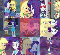 Size: 960x884 | Tagged: safe, artist:samyvillaly, edit, screencap, applejack, rarity, equestria girls, equestria girls series, g4, legend of everfree, my little pony equestria girls, rollercoaster of friendship, street chic, super squad goals, spoiler:eqg series (season 2), collage, female, geode of shielding, geode of super strength, lesbian, magical geodes, ship:rarijack, shipping, shipping fuel