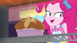 Size: 1920x1080 | Tagged: safe, screencap, pinkie pie, equestria girls, equestria girls specials, g4, my little pony equestria girls: better together, my little pony equestria girls: holidays unwrapped, saving pinkie's pie, apron, baking, clothes, female, oven, ramekin, solo, souffle