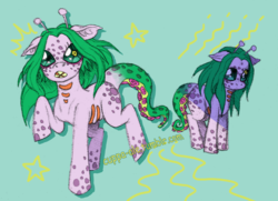 Size: 1280x929 | Tagged: safe, artist:cuppa-ale, oc, oc only, alien, alien pony, monster pony, pony, antennae, female, raised hoof, tentacle tail, tentacles