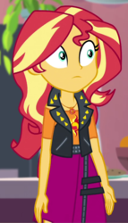 Size: 454x791 | Tagged: safe, screencap, sunset shimmer, equestria girls, equestria girls series, g4, holidays unwrapped, saving pinkie's pie, spoiler:eqg series (season 2), cropped, female, geode of empathy, magical geodes, solo
